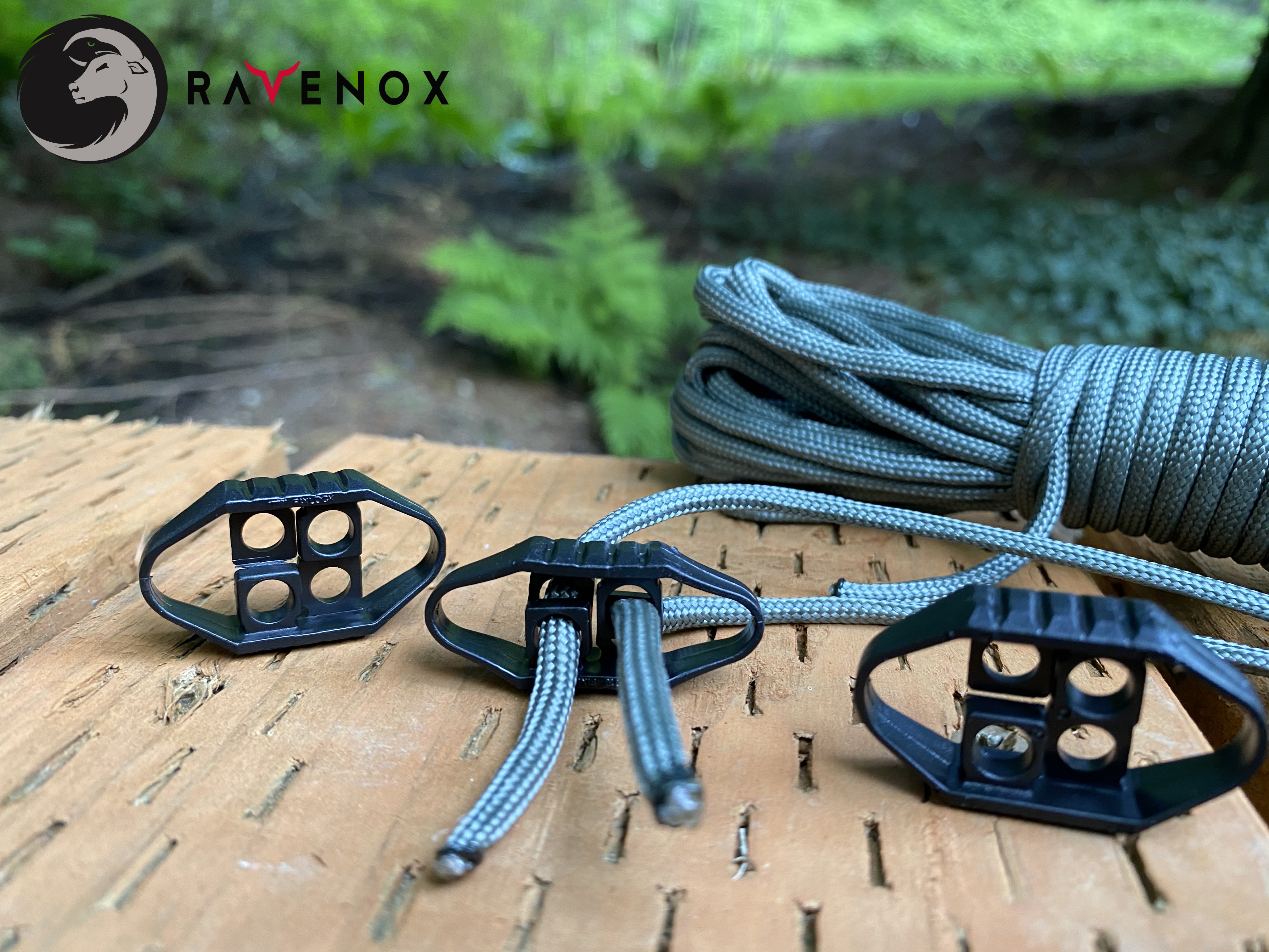 Dual Hole Bow Cord Locks | Ravenox Spring-Less Toggle Stoppers Black / 6 Pack